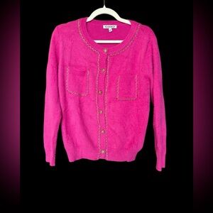 Nanette Lepore Pink Knit Cardigan with Chain Detail